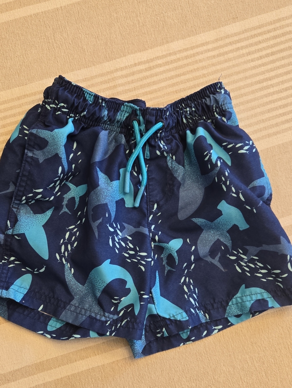 Cat & Jack Navy Trunks with Teal Shark Print